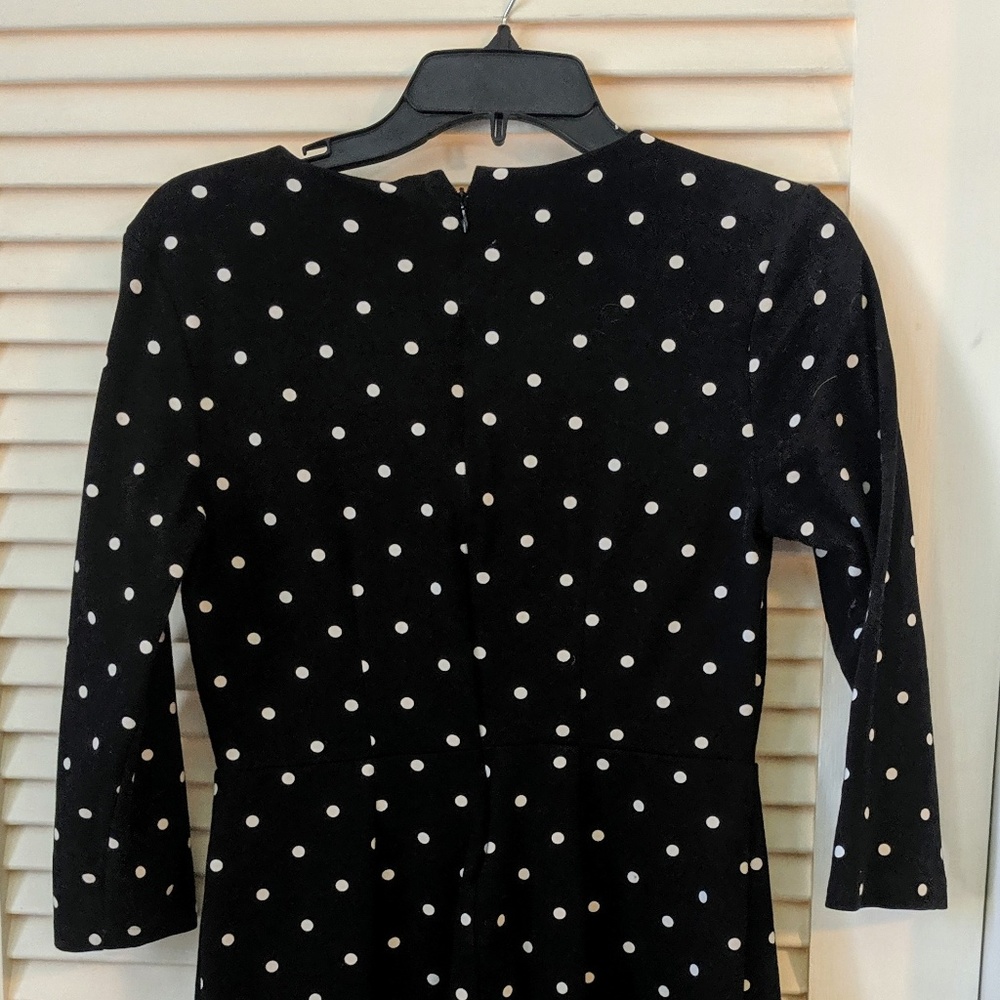 Black and white polka dot sheath dress